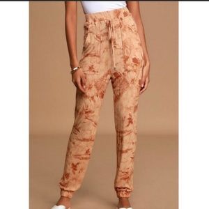 Orange and pink tie dye joggers